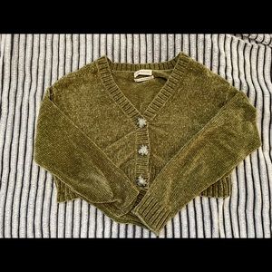 Green UO chenille cropped sweater size XS